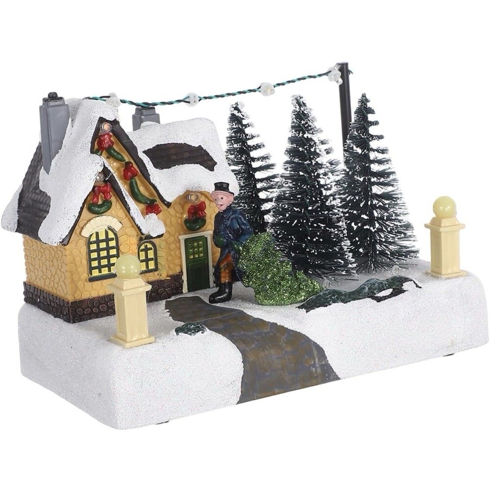 Battery Powered Lighted Christmas Village House Scene, Multicolor Plastic Indoor